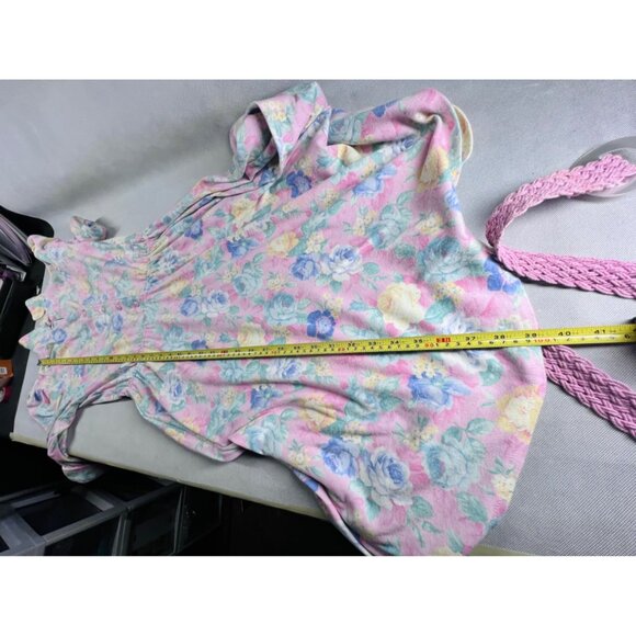 Vintage Miss Oops California  Floral Button-Down Dress With Belt Pastel Pink & B - Picture 14 of 16